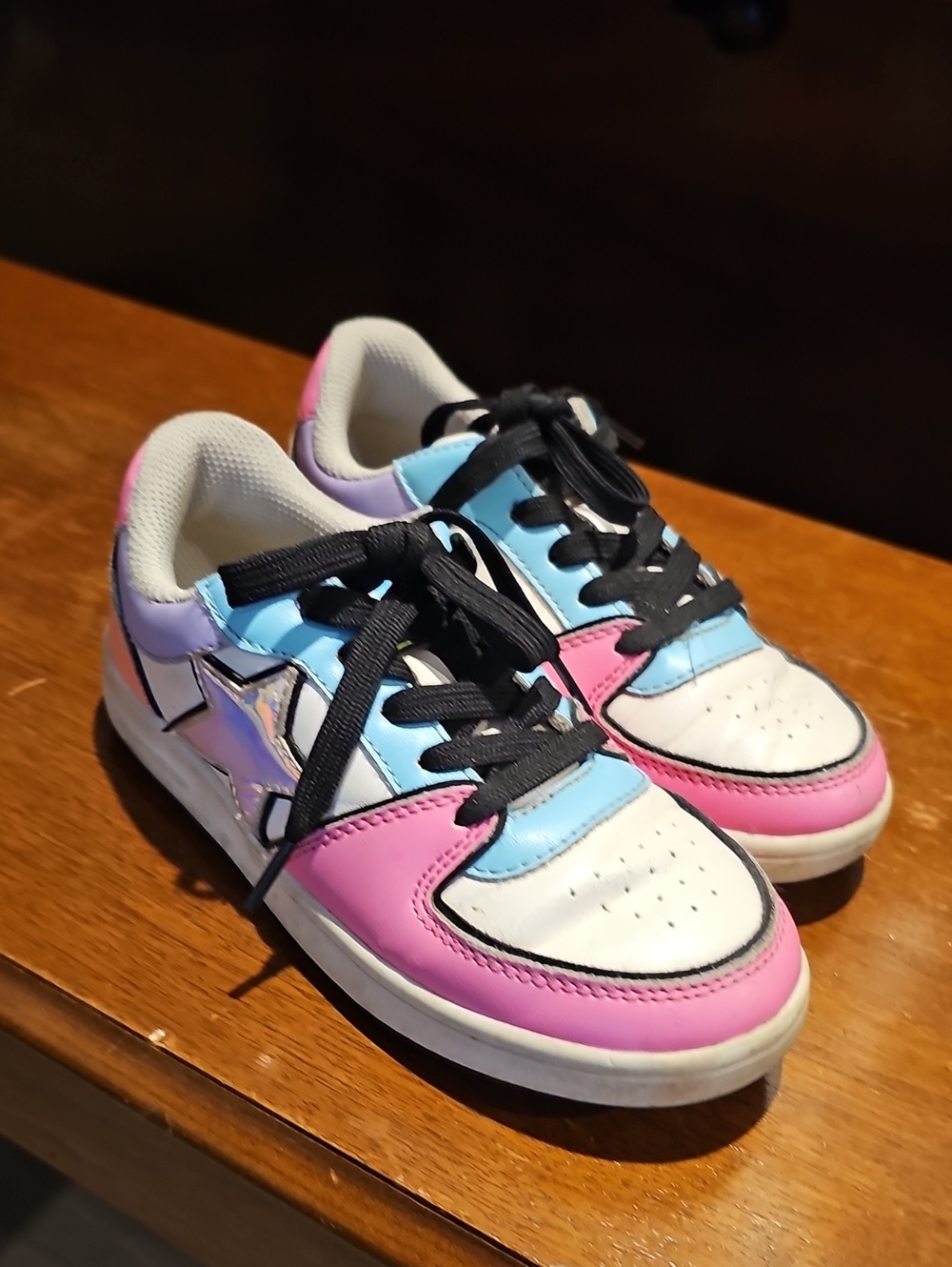 The Children's Place Pink Blue Multi Star Lace-Up Kids Sneakers